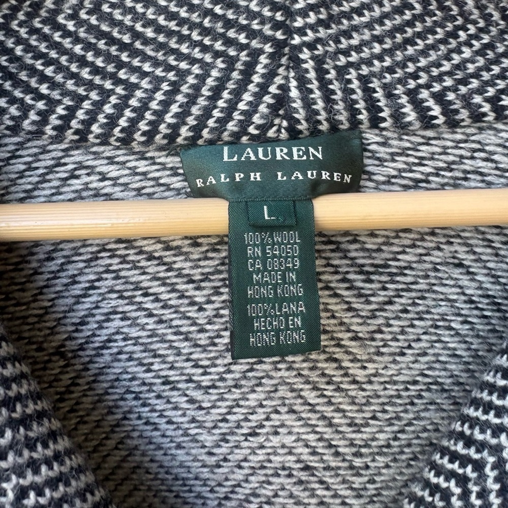 Ralph Lauren 100% Wool Herringbone Shawl Cardigan Sweater Blazer - Picture 2 of 2